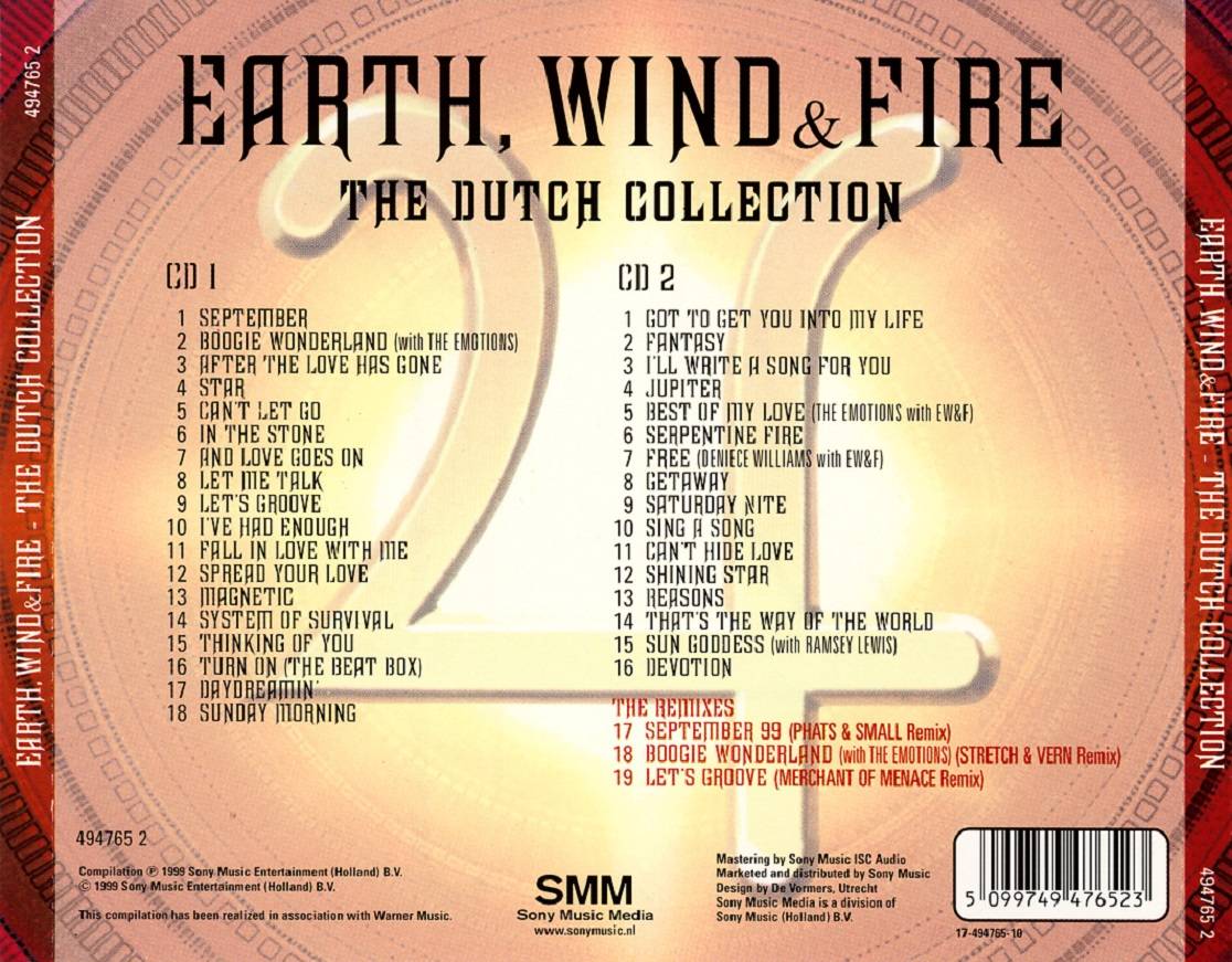 Earth, Wind and Fire The Dutch Collection : Back